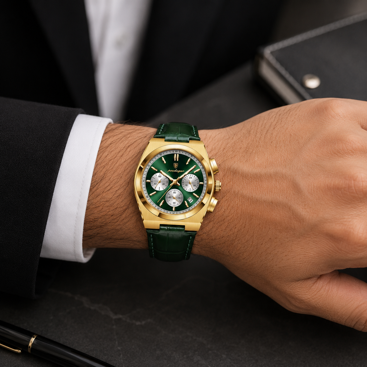 Poedagar Sheik Classic Green Chrono Barbati