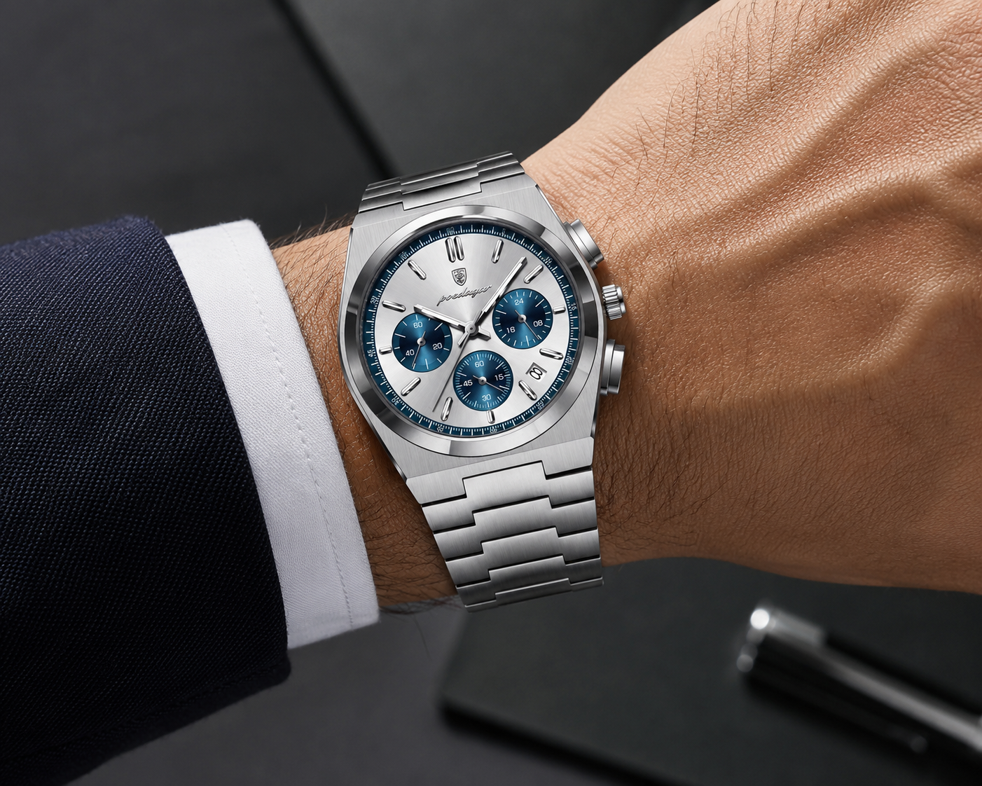 Poedagar Sheik Silver Chrono Barbati